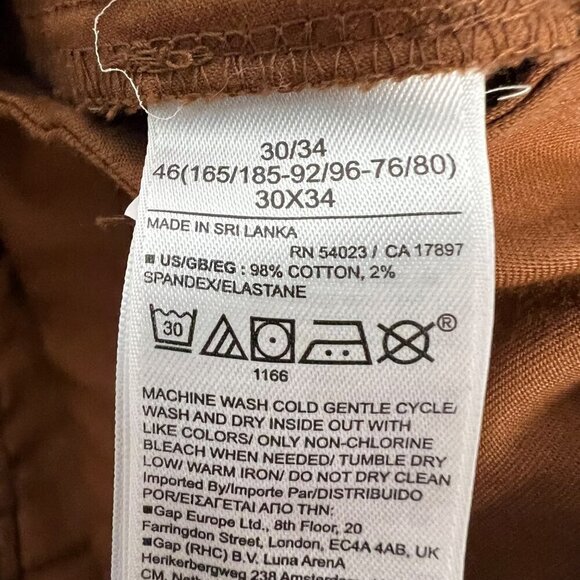 Gap Men’s Flat Front Skinny Khaki Pants Brown Size 30x34 Stretch - Picture 9 of 9